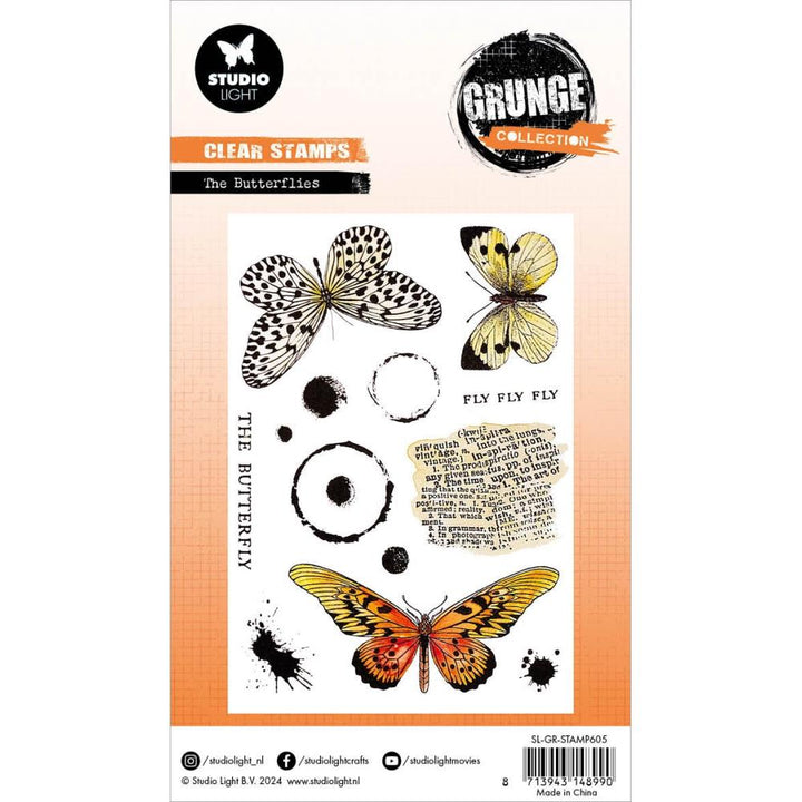 Studio Light Grunge Clear Stamp: Nr. 605, The Butterflies (STAMP605)