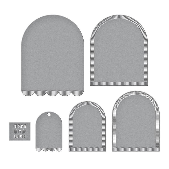 Spellbinders The Monster Birthday Etched Dies: Make A Wish Arch Labels (S5619)