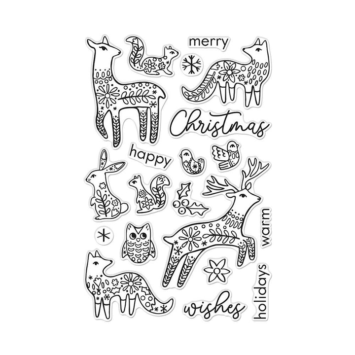 Hero Arts 4"X6" Clear Stamps: Folk Winter Animals (HACM730)
