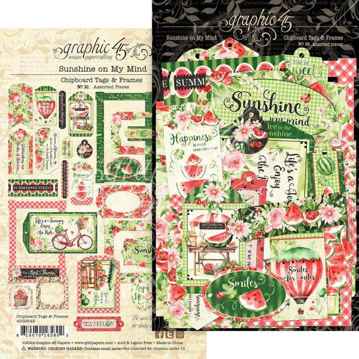 Graphic 45 Sunshine On My Mind Die-Cut Assortment: Tags & Frames (4502843)