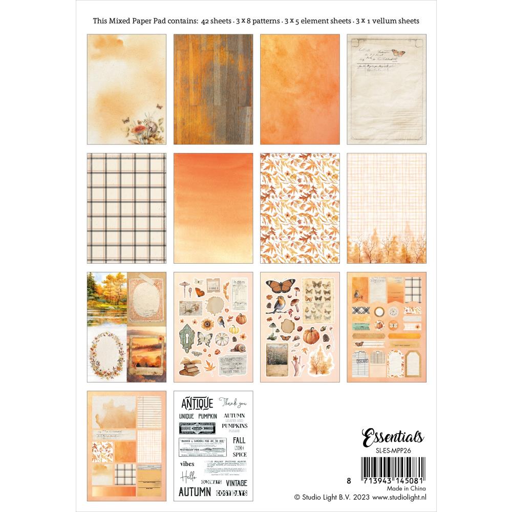 Studio Light Essentials Mixed Paper Pad: Nr. 26, Fall Into Autumn, 42/Pkg (LESMPP26)