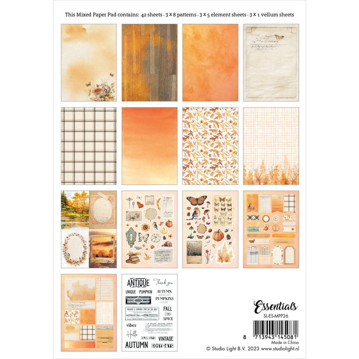 Studio Light Essentials Mixed Paper Pad: Nr. 26, Fall Into Autumn, 42/Pkg (LESMPP26)