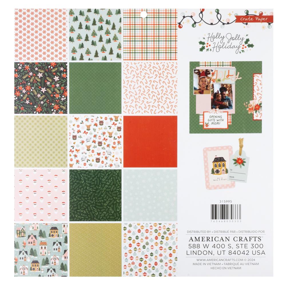 Crate Paper Holly Jolly 12"X12" Paper Pad, 48/Pkg (5A00278M1G9HN)