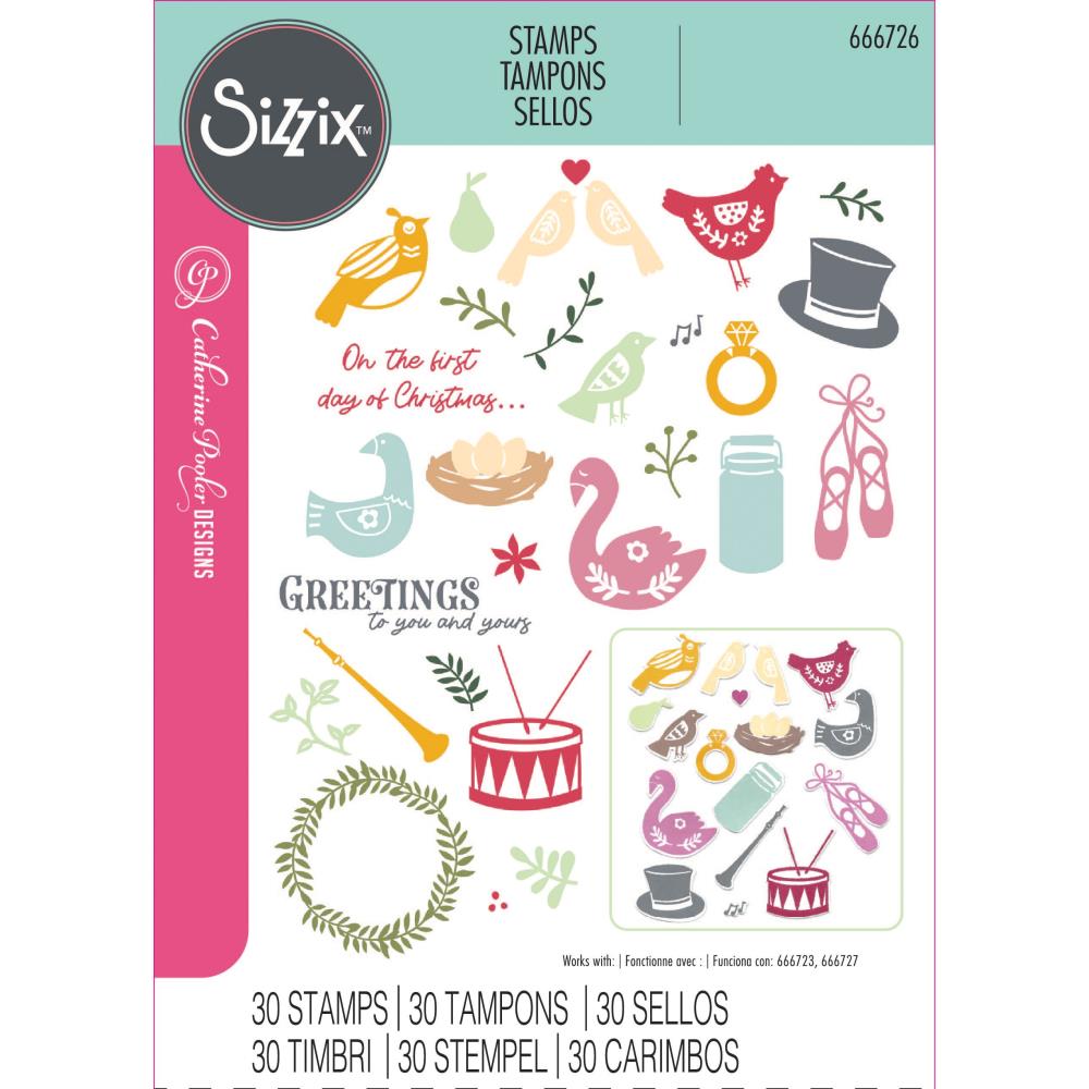 Sizzix A5 Clear Stamps Set: 12 Days Of Christmas, 30/Pkg, By Catherine Pooler (5A00240X1G79Q)