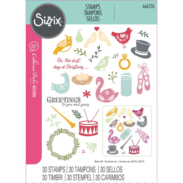 Sizzix A5 Clear Stamps Set: 12 Days Of Christmas, 30/Pkg, By Catherine Pooler (5A00240X1G79Q)