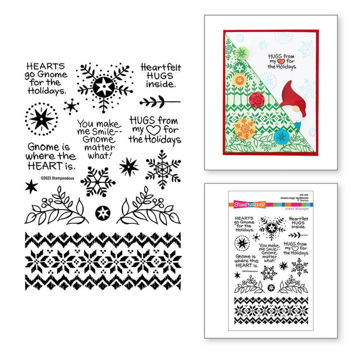 Stampendous Clear Stamp Set: Gnome Hugs Sentiments (STP204)