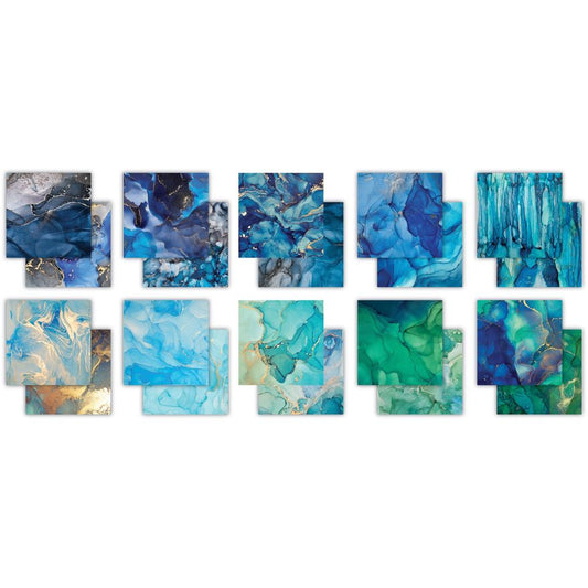 Craft Consortium Ink Drops 8"X8" Double-Sided Paper Pad: Ocean, 30/Pkg (EPAD018E)