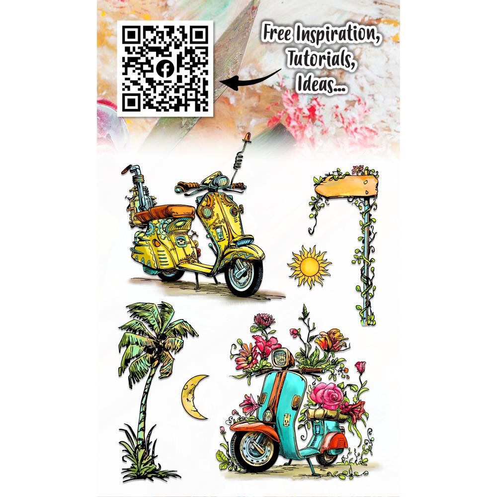 AALL And Create A6 Photopolymer Clear Stamp Set: Beach Bikers (5A0027FG1G9RF)