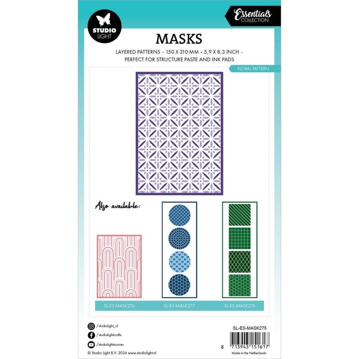 Studio Light Essentials 5.9"X8.25" Stencil: Nr. 275, Floral Pattern (5A0023HX1G6LT)