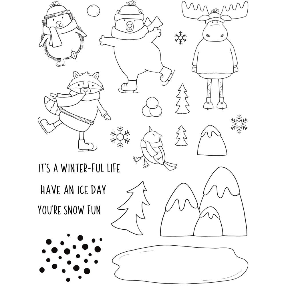 Creative Expressions Jane's Doodles 6"X8" Clear Stamp Set: Snow Fun (CEC1058)