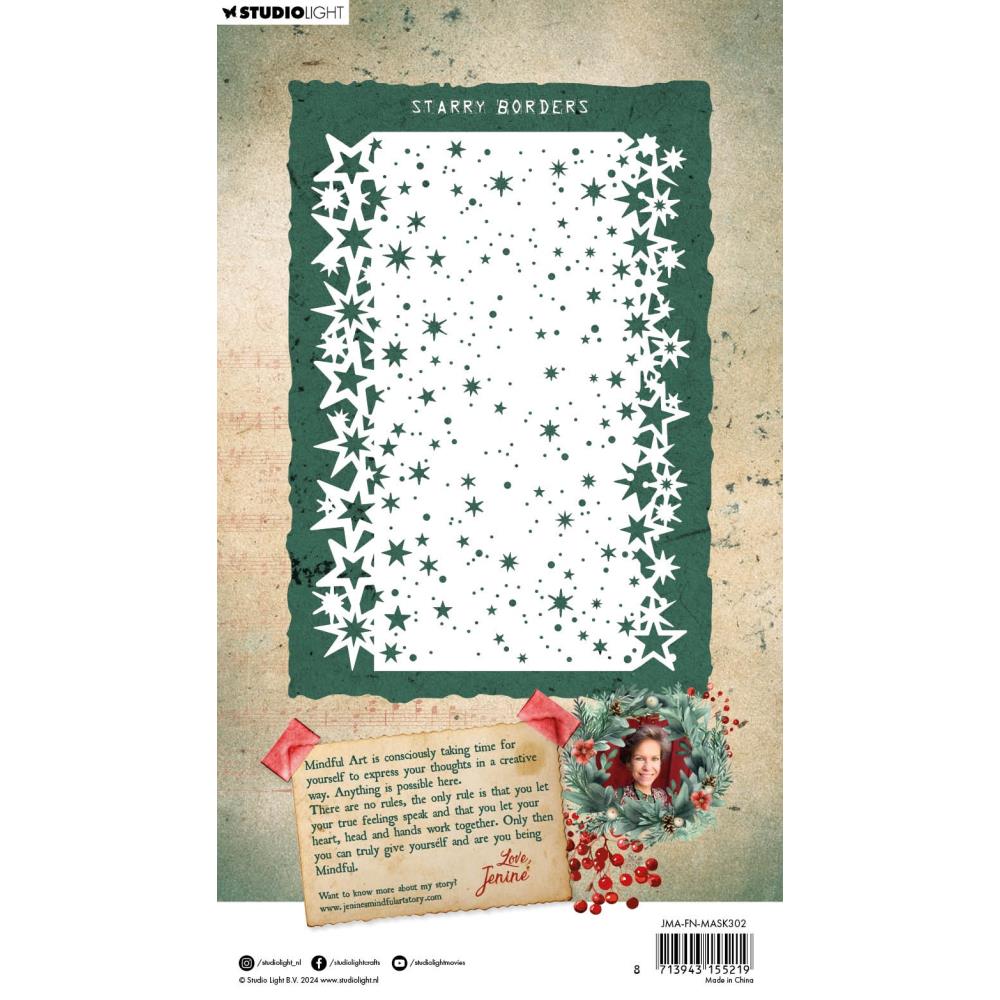 Studio Light Jenine's Mindful Art Festive Nostalgia Stencil: Nr. 302, Starry Borders (5A002BGN1GDYL)