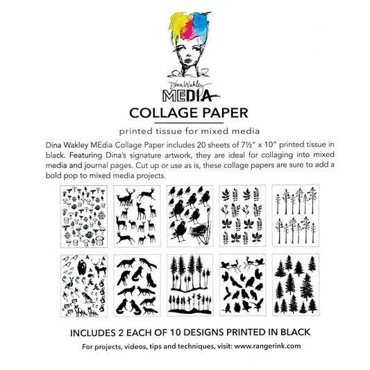 Dina Wakley MEdia 7.5"X10" Collage Tissue Paper: The Forest, 20/Pkg (5A002GKJ1GJ36)