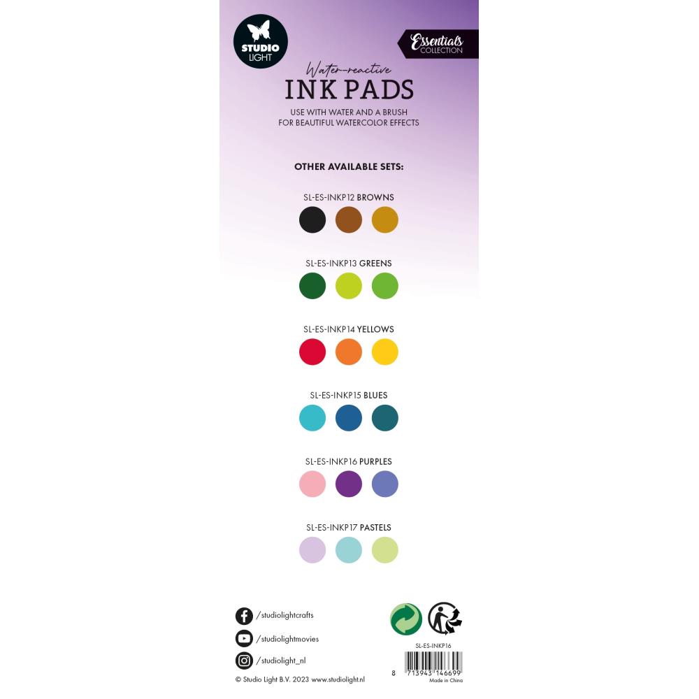 Studio Light Water-Reactive Ink Pads: Nr. 16, Purples, 3/Pkg (ESINKP16)