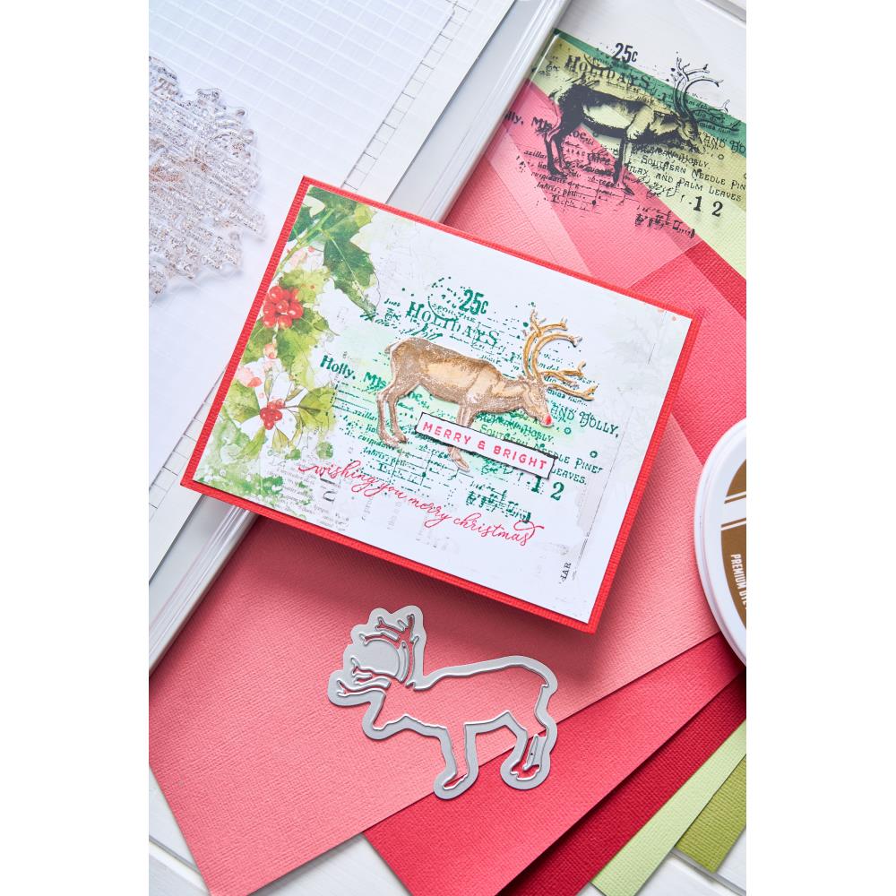 Sizzix/49 and Market Clear Stamps With Framelits Die: Reindeer Mix Cluster (5A00241K1G79T)