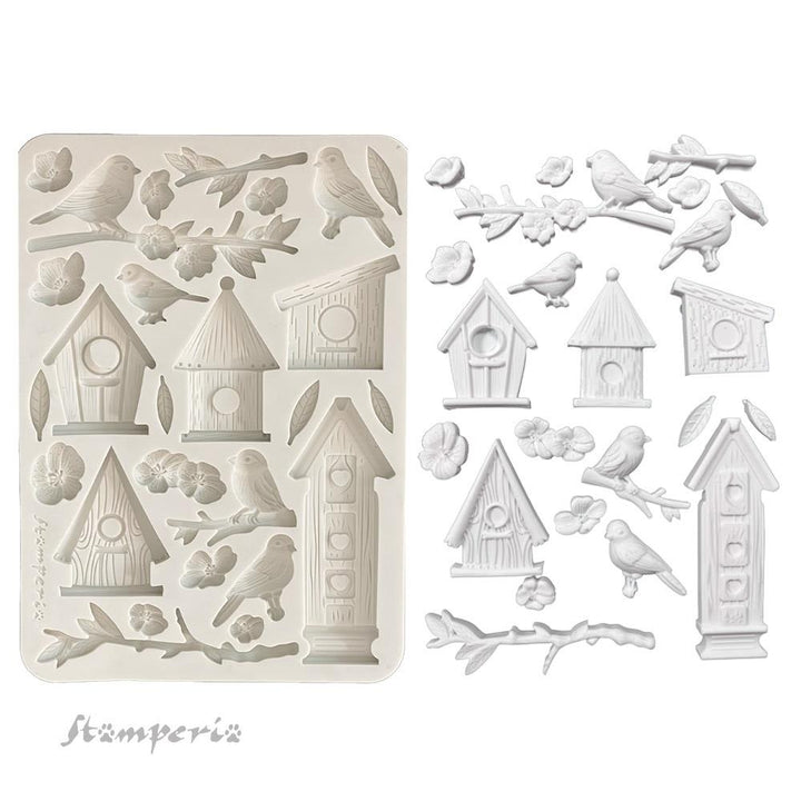 Stamperia Create Happiness Dewdrops A5 Silicone Mold: Nests And Birds (KACMA546)