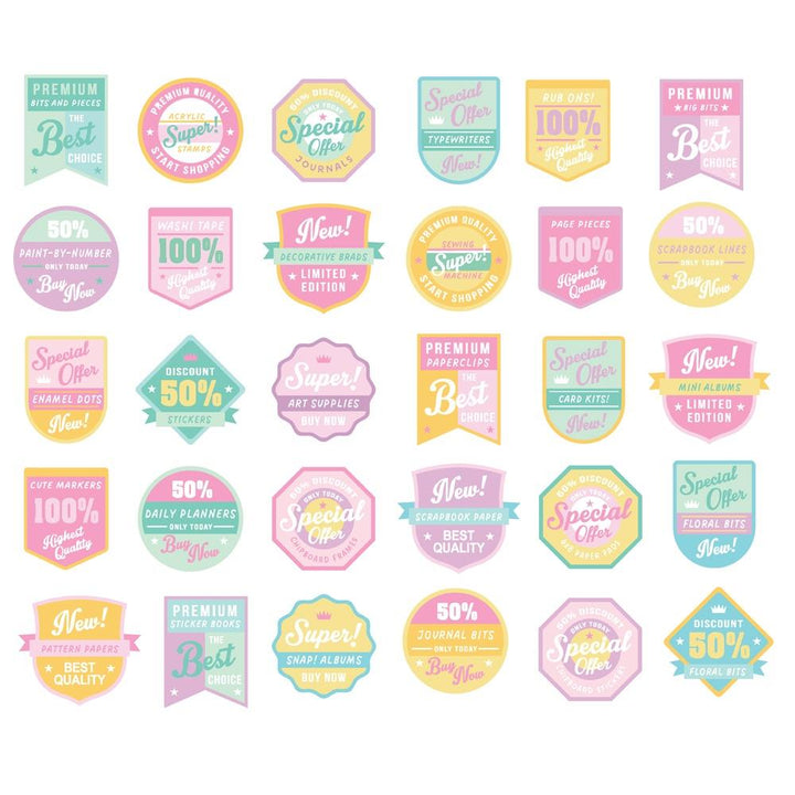 Simple Stories Crafty Things Bits & Pieces: Patches, 30/Pkg (5A0022K31G5G7)