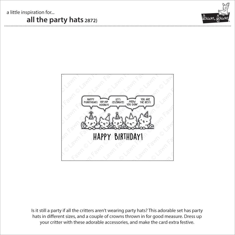 Lawn Fawn 3"X4" Clear Stamps: All The Party Hats, 23/Pkg (LF2872)