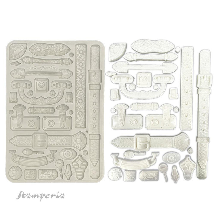 Stamperia Art Of Travelling A5 Silicone Mold: Belts And Handles (KACMA548)