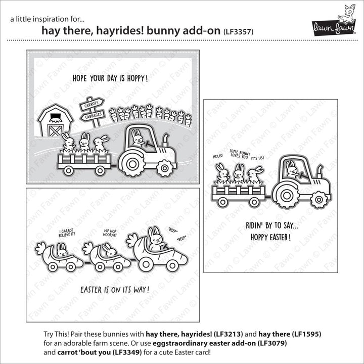 Lawn Fawn 3"X2" Clear Stamps: Hay There, Hayrides! Bunny Add-On (LF3357)