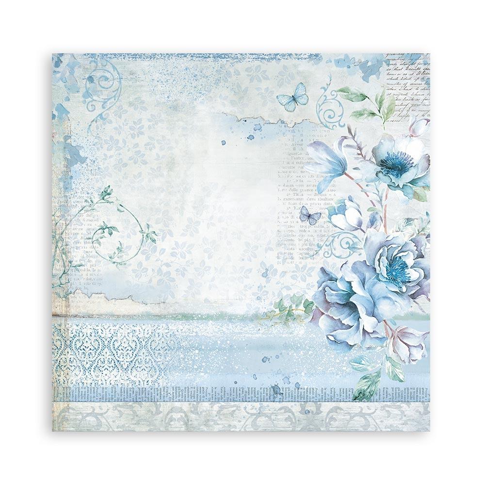 Stamperia Blue and Roseland 12"X12" Polyester Fabric, 4/Pkg (SBPLT15)