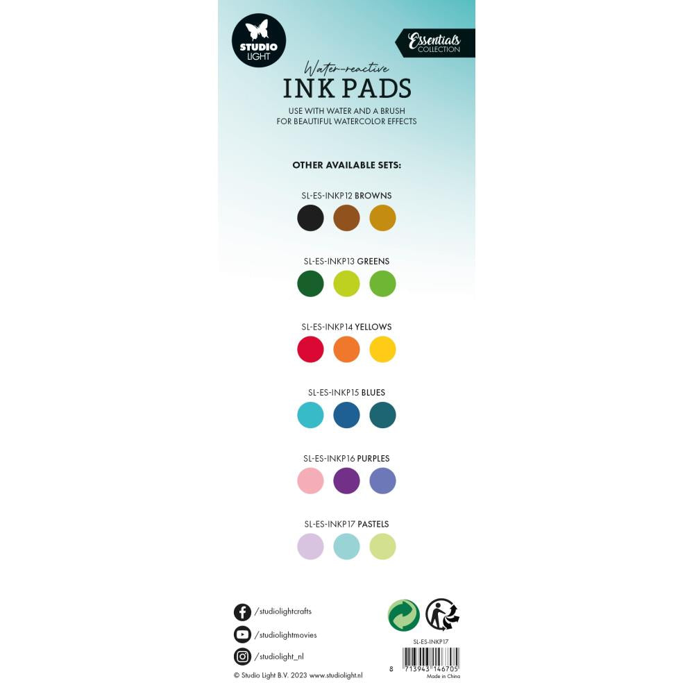 Studio Light Water-Reactive Ink Pads: Nr. 17, Pastels, 3/Pkg (ESINKP17)