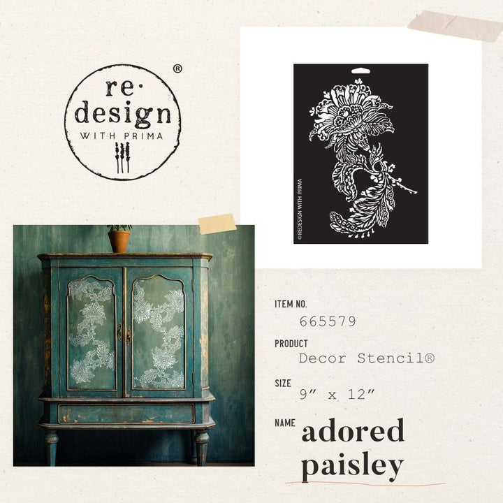 Prima Marketing Re-Design 9"X12" Decor Stencil: Adored Paisley (RE665579)