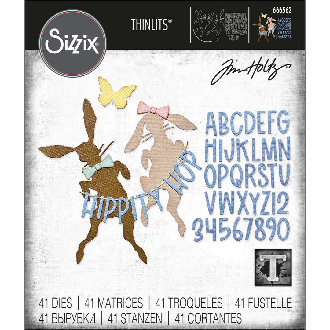 Tim Holtz Thinlits Dies: Vault Hippity Hop, 8/Pkg, by Sizzix (666562)