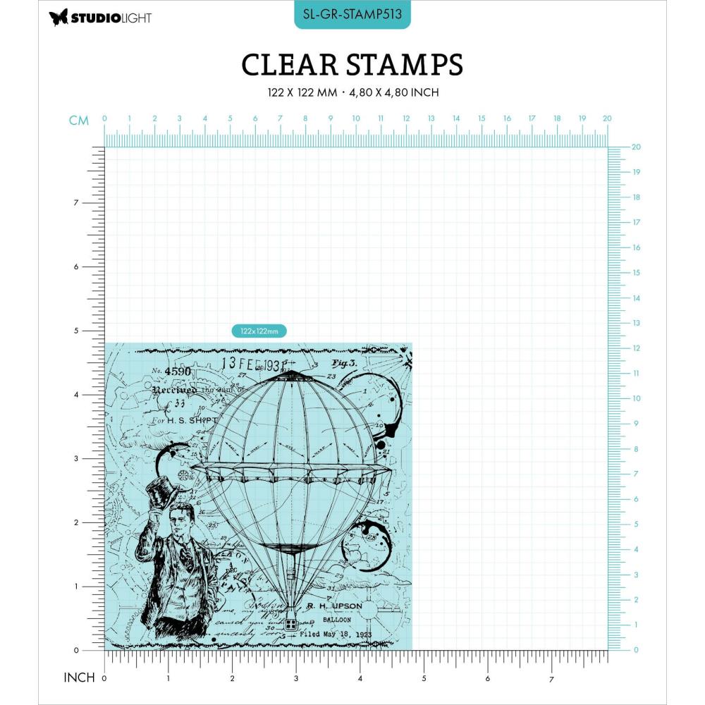 Studio Light Grunge Clear Stamps: Nr. 513, Hot Air Balloon (SSAMP513)