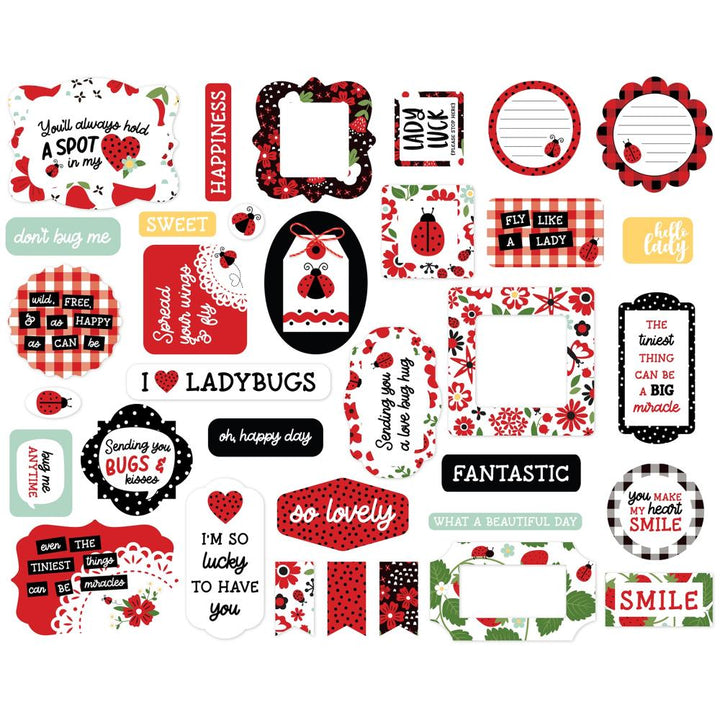 Echo Park Little Ladybug Cardstock Ephemera: Icons, 34/Pkg (LB347024)