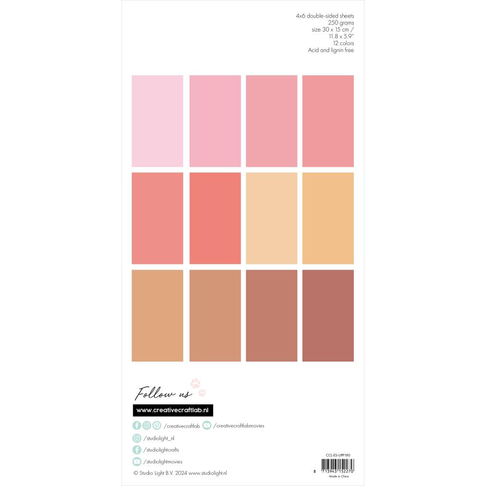 Studio Light Essentials Unicolor 11.8"X5.9" Paper Pad: Nr. 190, Sweet As A Peach, 24/Pkg (5A0023MY1G6KJ)