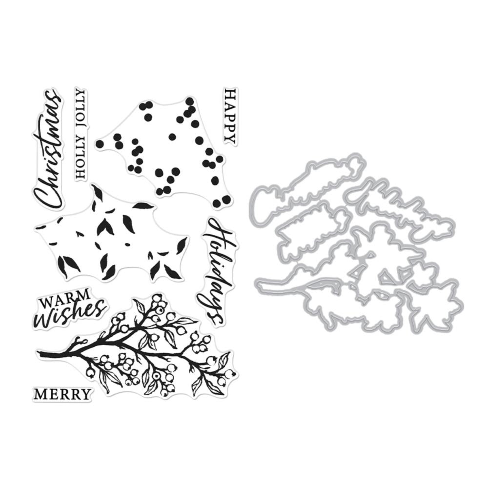 Hero Arts Clear Stamp & Die Combo: Color Layering Holly Branch (5A002CF71GFY3)