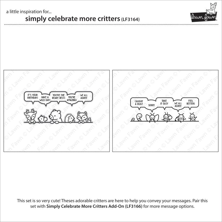 Lawn Fawn 4"X6" Clear Stamps: Simply Celebrate More Critters, 11/Pkg (LF3164)