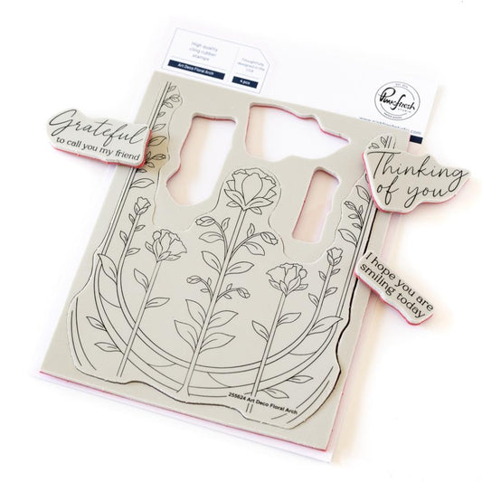 Pinkfresh Studio 4.25"X5.5" Cling Stamp: Art Deco Floral Arch (5A002CWG1GGCK)