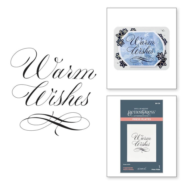 Spellbinders BetterPress Press Plate: Copperplate Warm Wishes, By Paul Antonio (5A002C881GFRS)