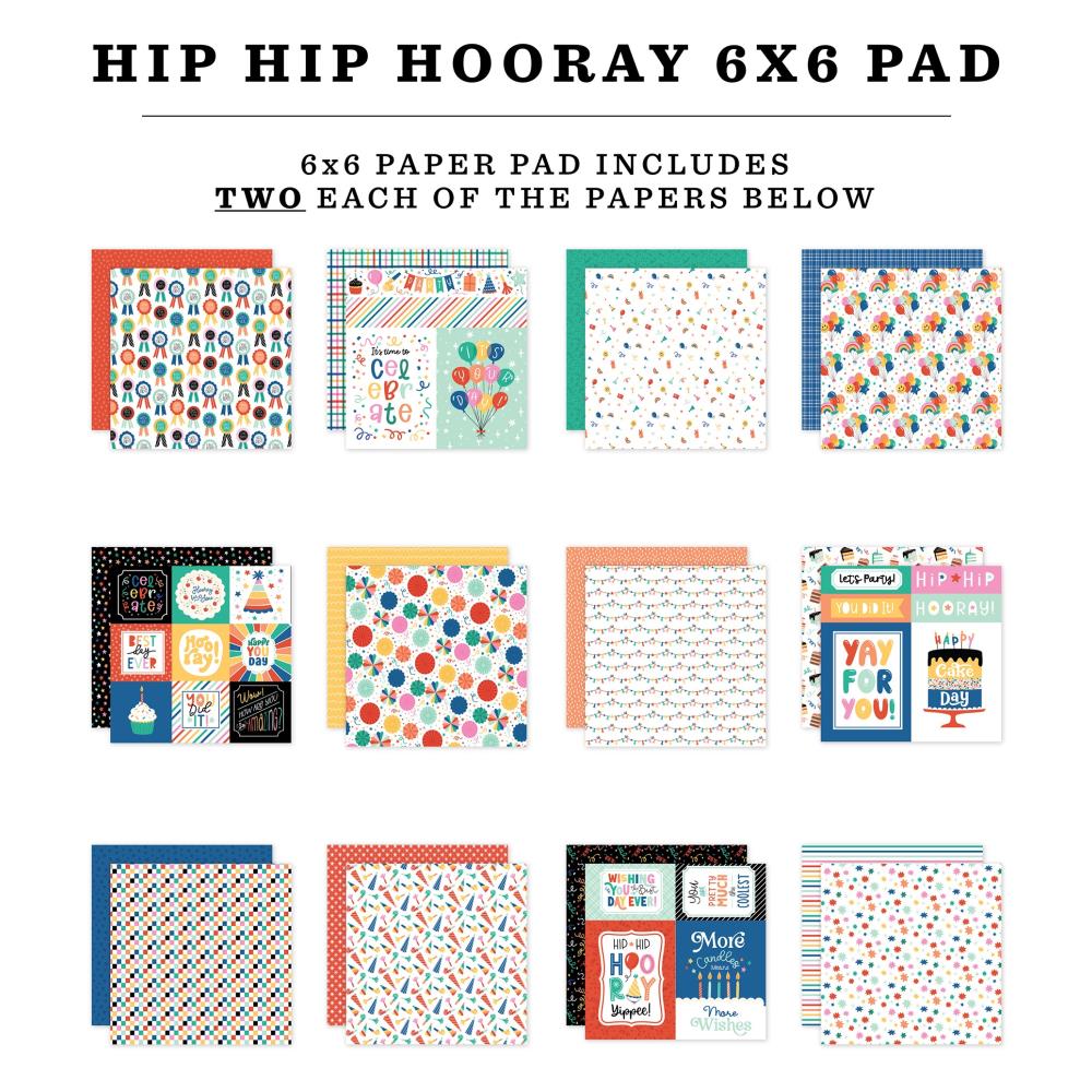 Echo Park Hip Hip Hooray 6"X6" Double-Sided Paper Pad (HHH409023)