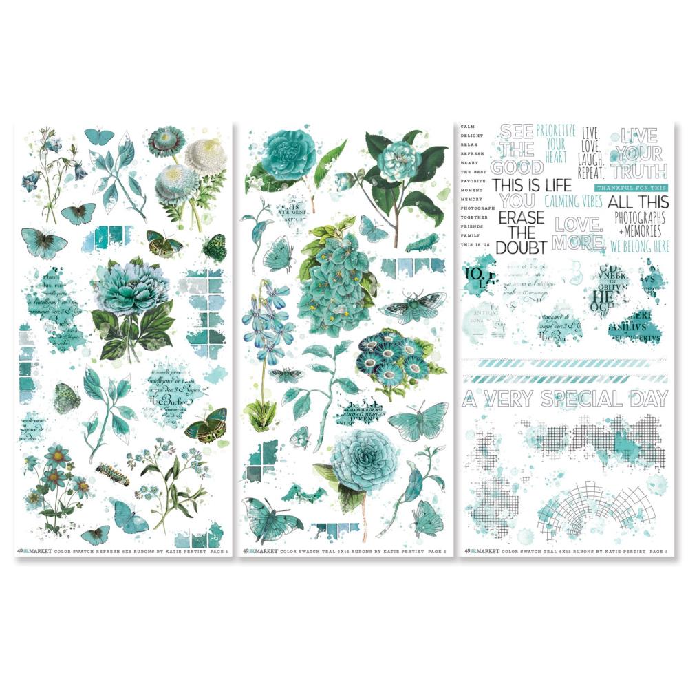 49 and Market Color Swatch: Teal Rub-On Transfer Set (TCS26306)