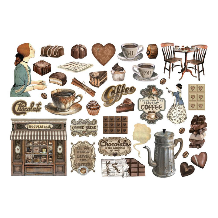 Stamperia Coffee And Chocolate Cardstock Ephemera Adhesive Paper Cut Outs (DFLCT35)