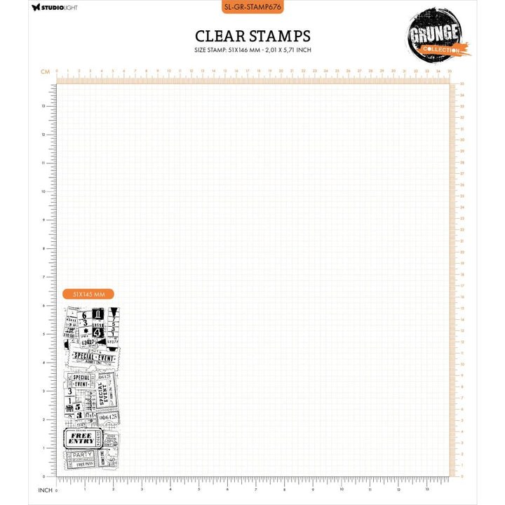 Studio Light Grunge Clear Stamp: Nr. 676, Tickets Background (5A0023J41G6HL)