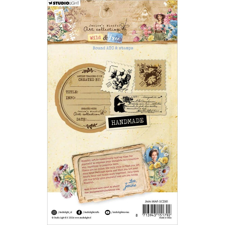 Studio Light Jenine's Mindful Art Wild & Free Stamp & Die Set: Nr. 81, Round ATC & Stamps (5A0023H01G6J3)