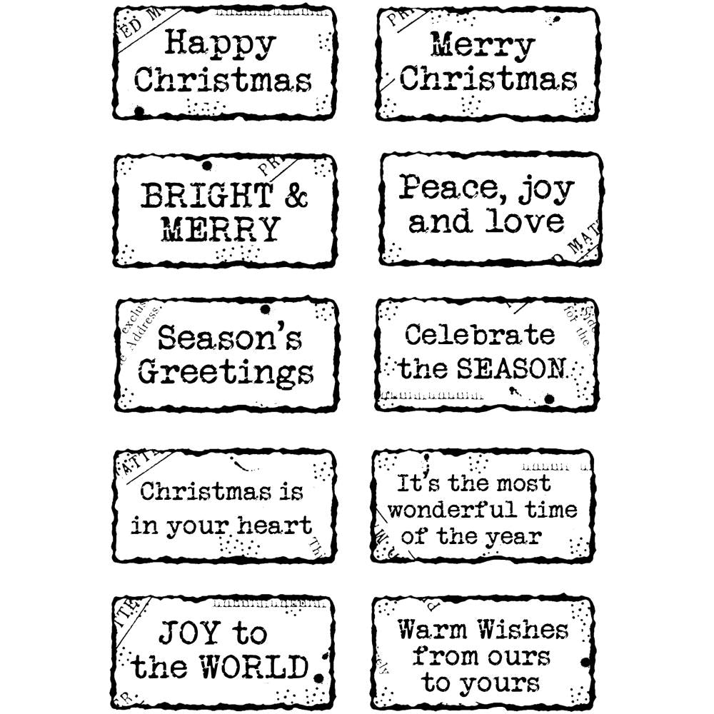 Woodware 4"X6" Clear Stamps: Christmas Distressed Labels (FRS1019)
