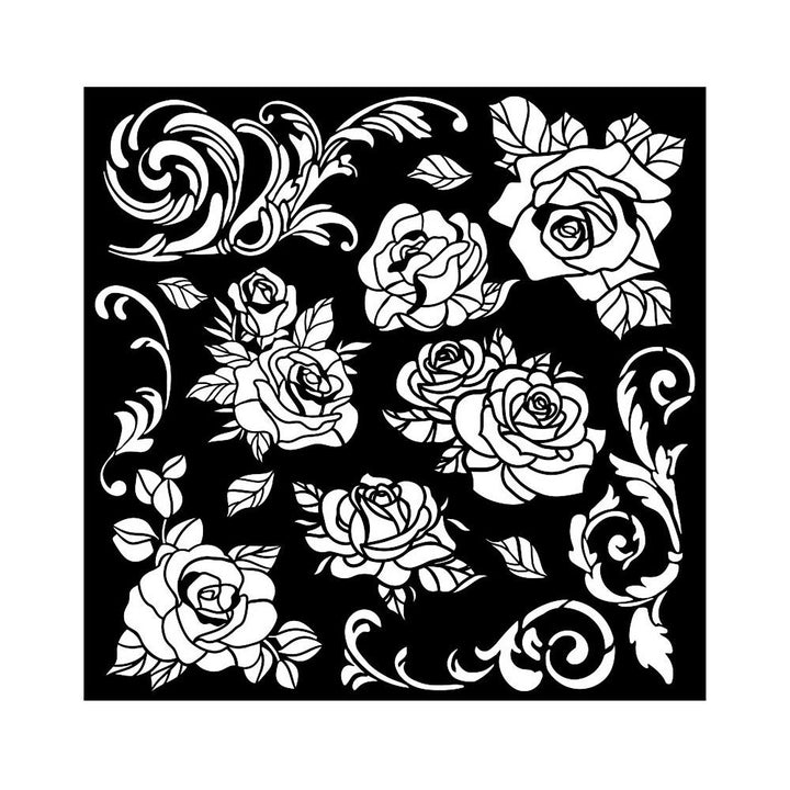 Stamperia Shabby Rose 7"X7" Stencil: Rose Pattern (5A00254F1G82Q)