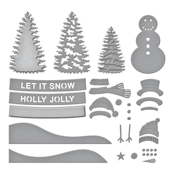 Spellbinders Snow Globes Etched Dies: Snowman Scene, By Simon Hurley (S41324)