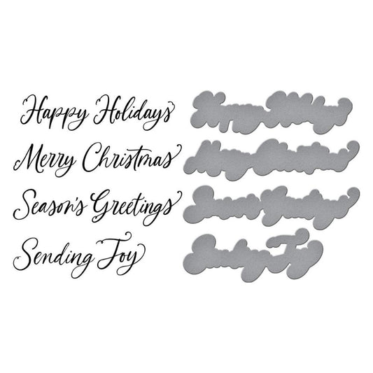 Spellbinders BetterPress Press Plate & Die Set: Sending Joy Sentiments (5A002C6X1GFT8)