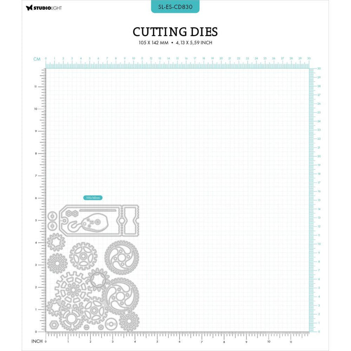 Studio Light Gearhead's Workshop Cutting Die: Nr. 830, Gears & Ticket (5A0023K21G6PK)