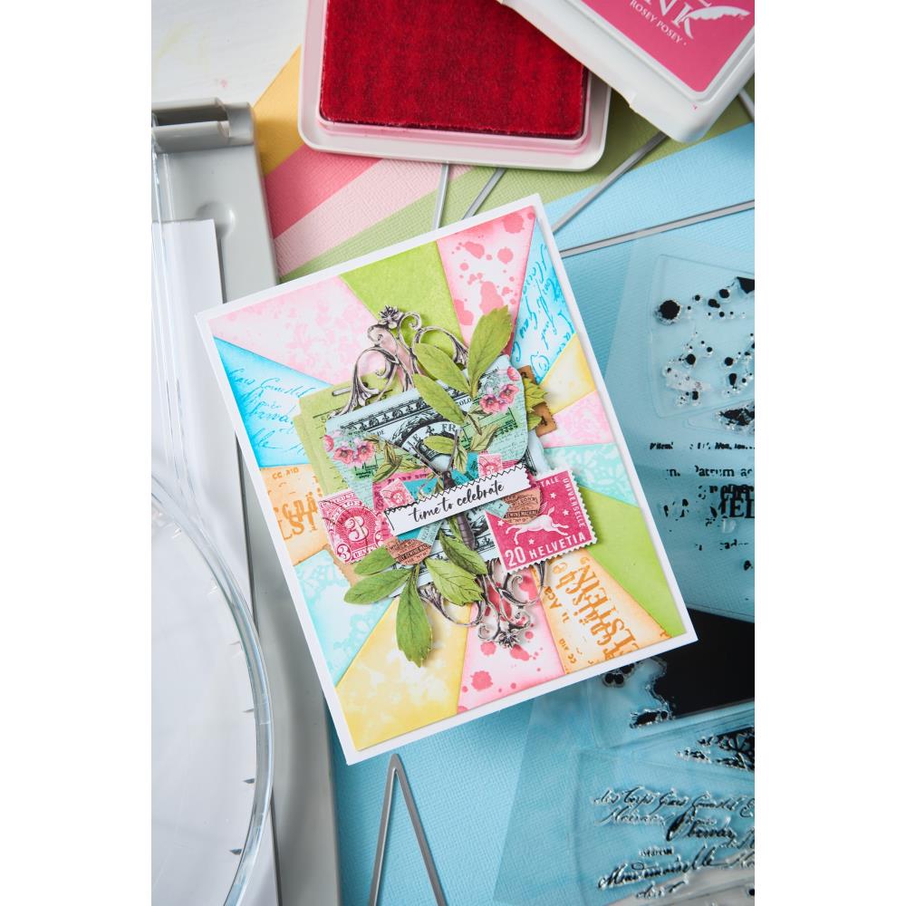 Sizzix A5 Clear Stamps W/Framelits Dies: Build-A-Burst Artsy Lace Mix, By 49 And Market (666804)