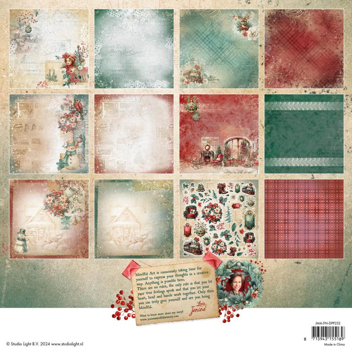 Studio Light Jenine's Mindful Art 12"X12" Double-Sided Paper Pad: Nr. 252, Festive Nostalgia, 12/Pkg (5A002BFK1GDY3)