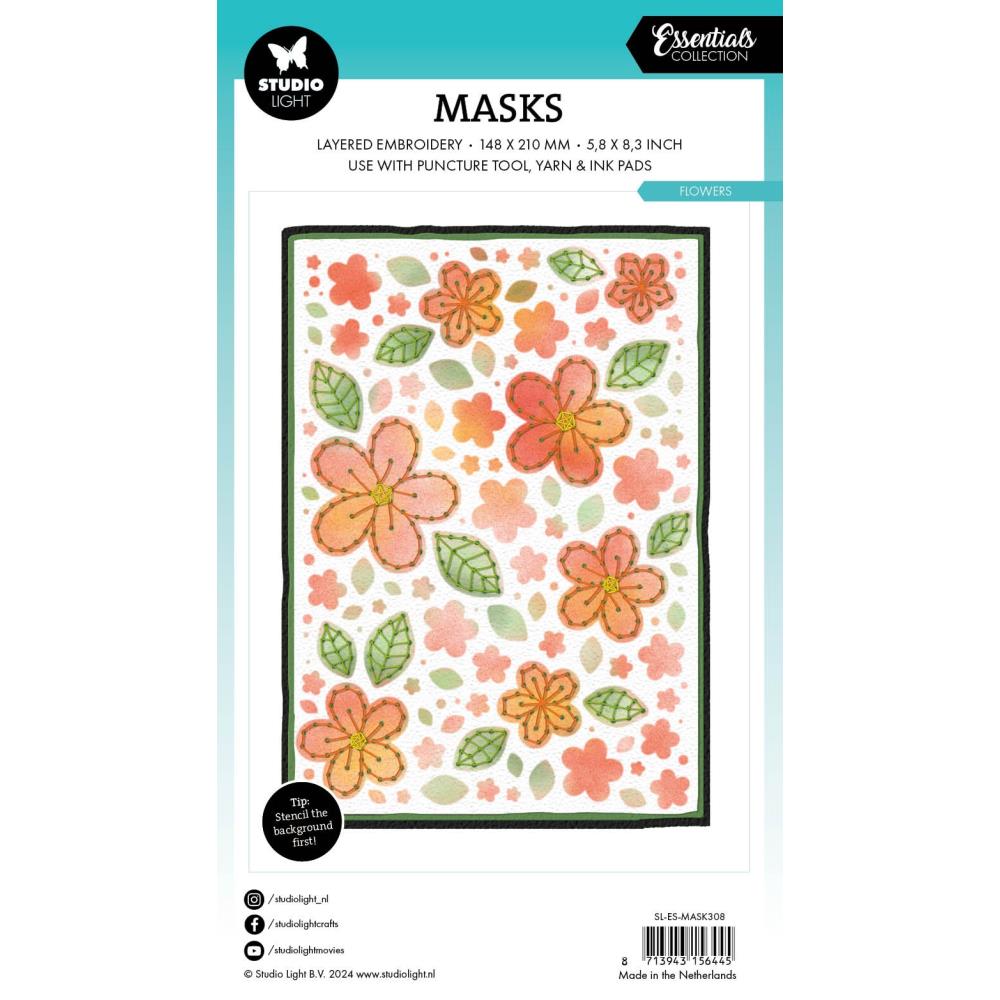 Studio Light Essentials 5.83"X8.25" Stencil: Nr. 308, Flowers (5A002BGZ1GDZX)