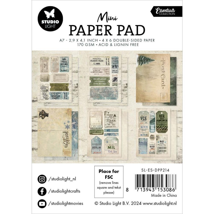 Studio Light Essentials 3"X4" Mini Paper Pad: Nr. 214, Winter Fun, 24/Pkg (5A0023LV1G6MJ)