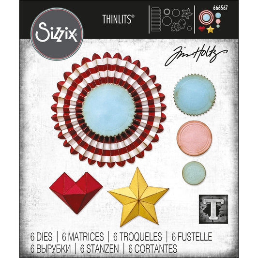 Tim Holtz Thinlits Dies: Vault Rosettes, 6/Pkg, by Sizzix (666567)