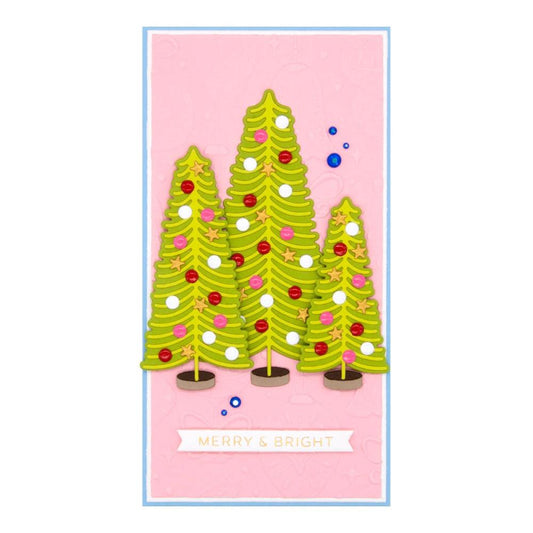 Spellbinders Classic Christmas Etched Dies: Bottle Brush Trees Duo (S5585)